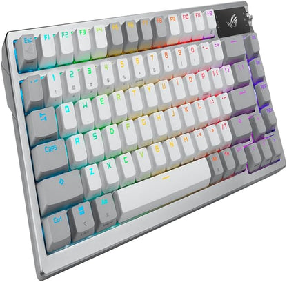 ASUS ROG Azoth 75% Wireless DIY Custom Gaming Keyboard, OLED Display, Three-Layer Dampening, Hot-Swappable ROG NX Snow Switches & Keyboard Stabilizers, PBT Keycaps, RGB-White