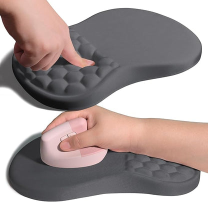 Ergonomic Joint Wrist Support Mouse Pad with Memory Foam Cushion Massage Bump, Carpal Tunnel Pain Relief Mousepad Slope Design for Wrist Rest, 11.8x7.9 in, DimGray