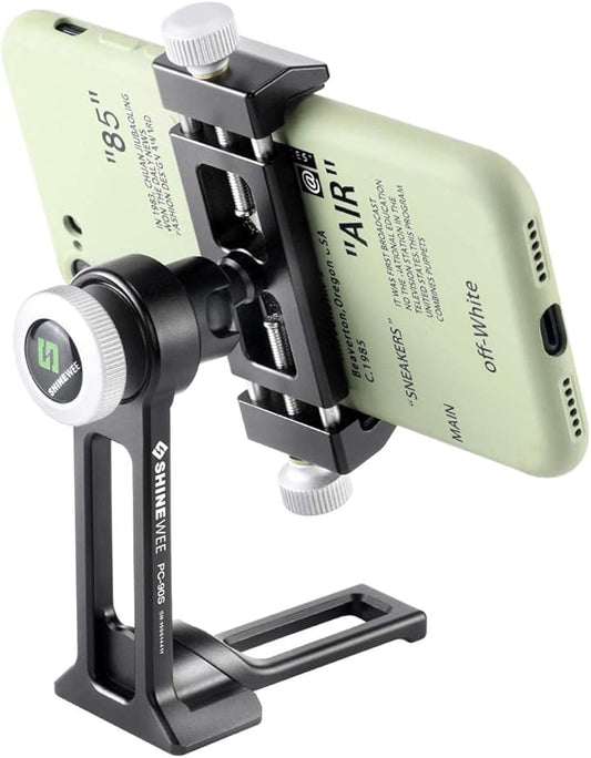 SHINEWEE Metal Phone Tripod Mount Adapter, Arca Dovetail and 1/4" Screw Mount,Adjustable Vertical and Horizontal Dock for Samsung Galaxy, iPhone, and Other Smartphones Holder