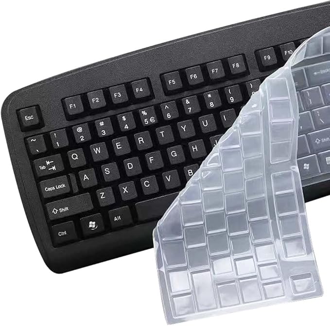Ultra Thin Desktop PC Silicone Clear Keyboard Cover Skin Protector for 104/107 Keys Standard Desktop Keyboard, Waterproof, Dustproof, Reusable
