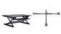 Rocelco 32" Height Adjustable Standing Desk Converter - Sit Stand Computer Workstation Riser - Dual Monitor Retractable Keyboard Tray Gas Spring Assist - Black (R EADRB2)