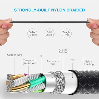 Multi Charging Cable, 4ft 2Pack Multi Phone Charger Cable Braided Universal 3 in 1 Charging Cord Extra Long Multiple USB Cable with USB C, Micro USB Port Connectors for Cell Phones and More（Red+Black)