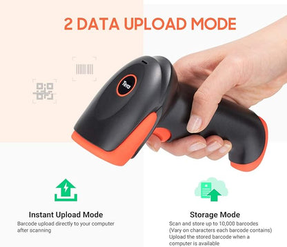 Tera Pro Wireless 2D QR Barcode Scanner 3 in 1 Bluetooth & 2.4GHz Wireless & USB Wired Connection Connect Smart Phone Tablet PC Image Bar Code Reader with Vibration Alert Model HW0002-O