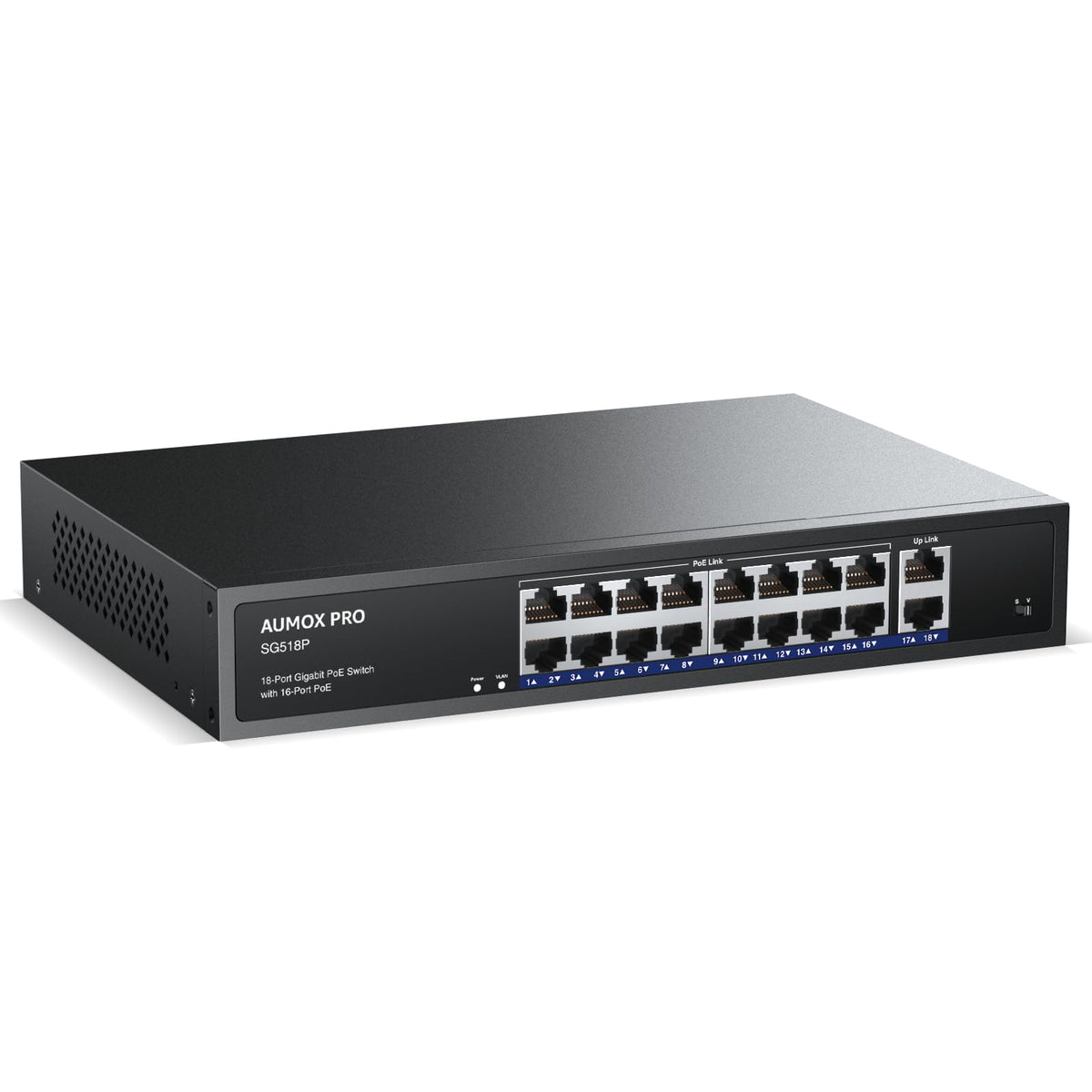 AUMOX PRO 5 Port Gigabit PoE Switch 78W 4PoE 1Uplink VLAN Network Splitter