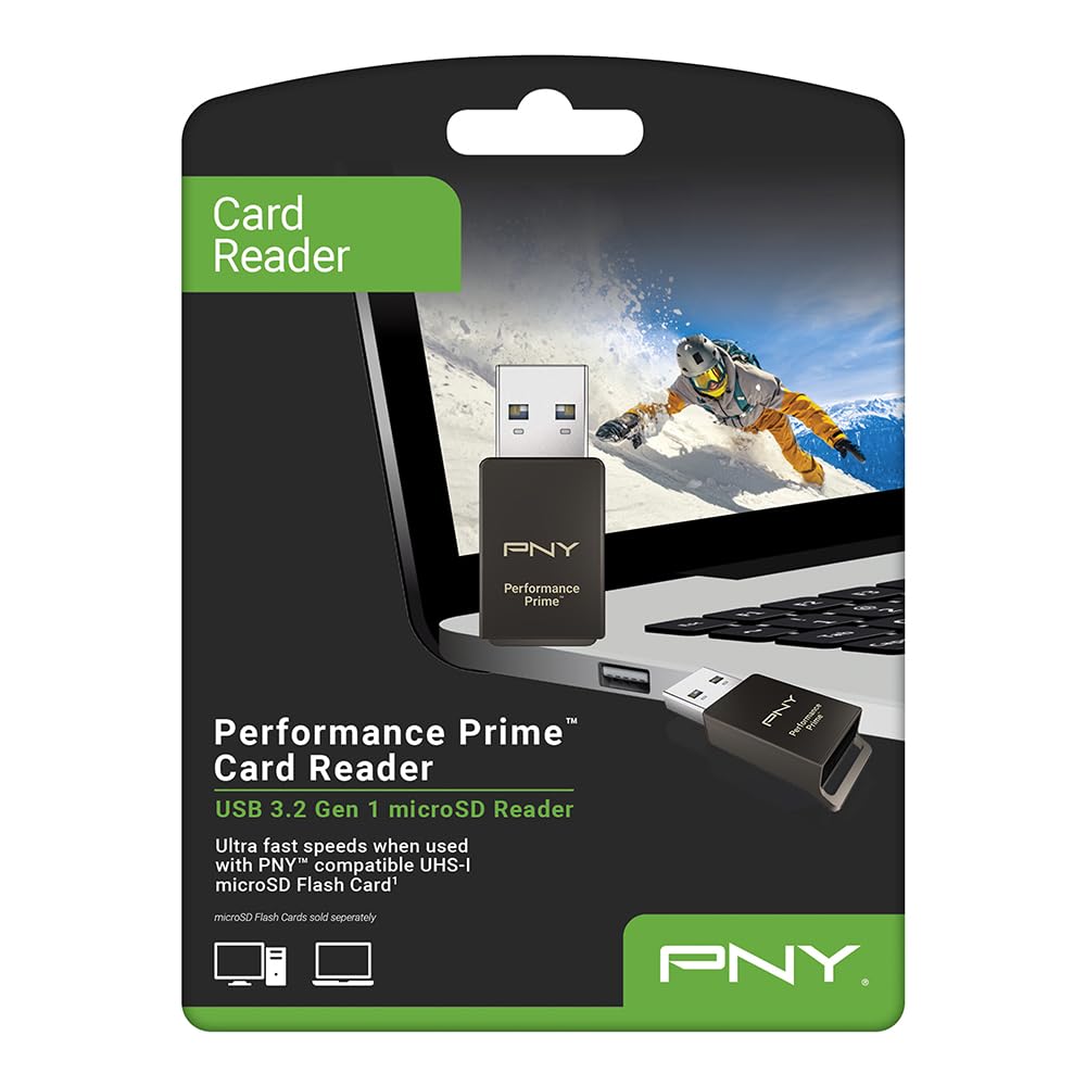 PNY Performance Prime™ USB 3.2 Gen 1 microSD Flash Memory Card Reader – Ultra-Fast Speeds, Read 200MB/s, Write 150MB/s, Type-A, for USB 3.2 Gen 1/USB3.0 Equipped Host Devices