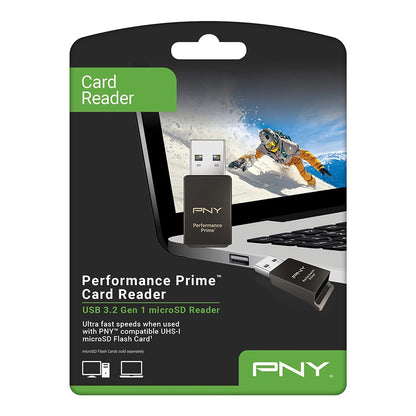 PNY Performance Prime™ USB 3.2 Gen 1 microSD Flash Memory Card Reader – Ultra-Fast Speeds, Read 200MB/s, Write 150MB/s, Type-A, for USB 3.2 Gen 1/USB3.0 Equipped Host Devices
