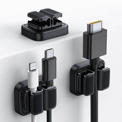 Lamicall Cord Organizer Spring Clip Holder - [1 Small Clip Hold 3 Cords] Desk Cable Management Holder, Adhesive Phone Charger Wire Keeper for Nightstand Office Car, Desk Accessories, 3Pcs