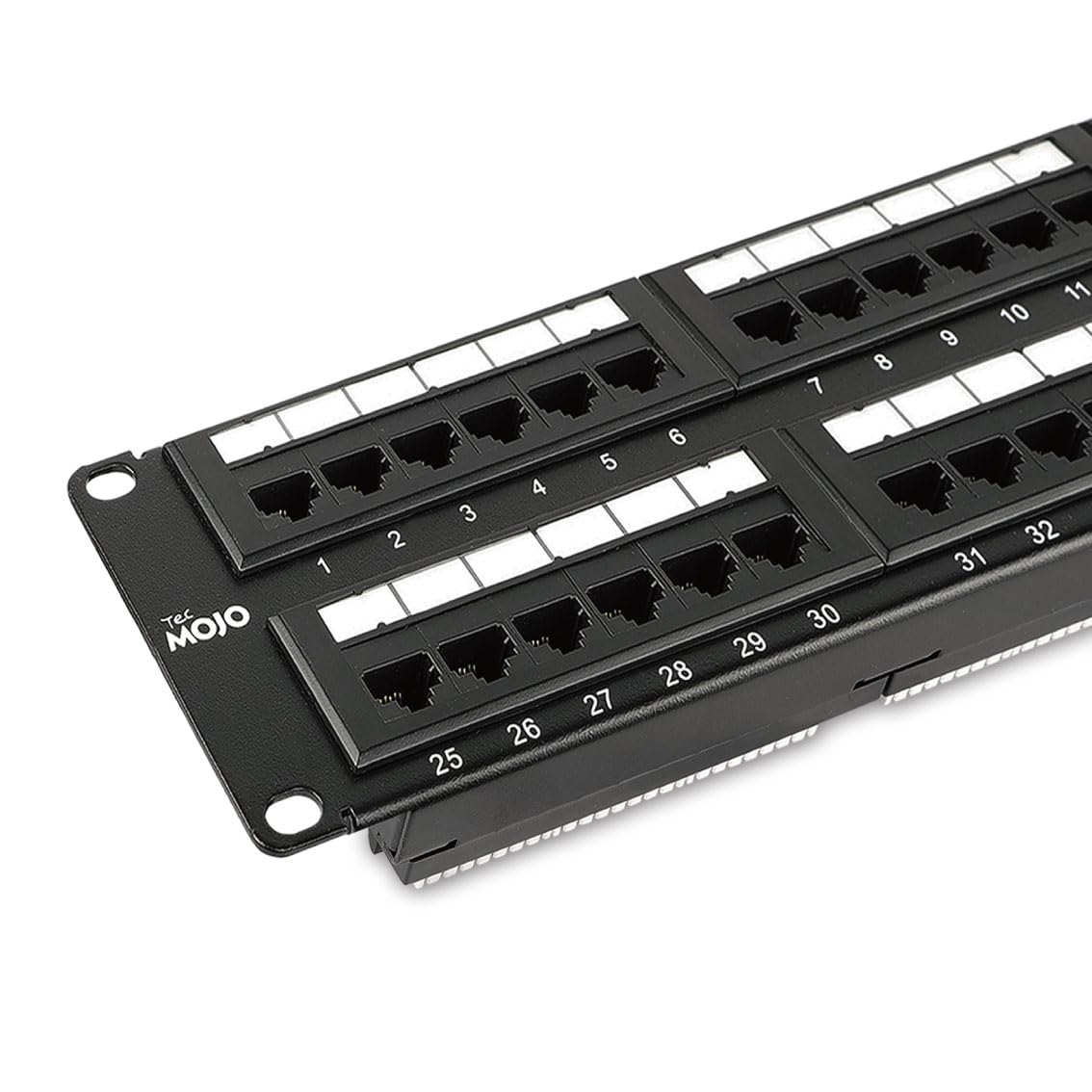 Tecmojo UL Listed 24 Port Cat6 Patch Panel, 1U Network Patch Panel for 19 inch Rack Mount equipments, 10G Support, with Cable Management, Unshielded