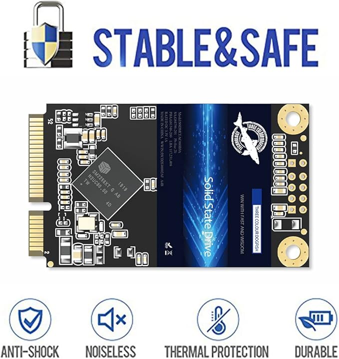 Dogfish mSATA SSD 250GB 3D NAND TLC SATA III 6 Gb/s, mSATA (30x50.9mm) Internal Solid State Drive - Compatible with Desktop PC Laptop - (MSATA 250GB)