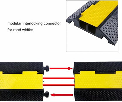YONSHENG Rubber Cable Ramp Cord Cover Cable Protector Ramps Wire Hose Protective 2 Channel 22000Lbs Load Capacity Traffic Speed Bump for Asphalt Concrete Gravel Driveway Indoor Outdoor, 5 Pack