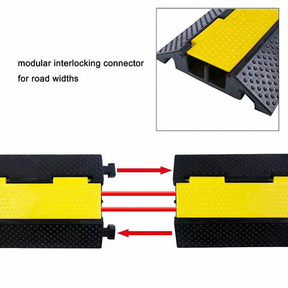 YONSHENG Rubber Cable Ramp Cord Cover Cable Protector Ramps Wire Hose Protective 2 Channel 22000Lbs Load Capacity Traffic Speed Bump for Asphalt Concrete Gravel Driveway Indoor Outdoor, 2 Pack