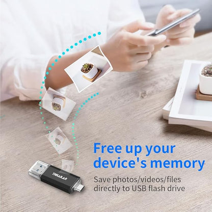 Thkailar USB C Flash Drive 512GB 2 in 1 OTG USB 3.1 Thumb Drive,Memory Stick for Business Traveler Compatible with Android Phone/PC/Mac Pro External Storage Data(Black)