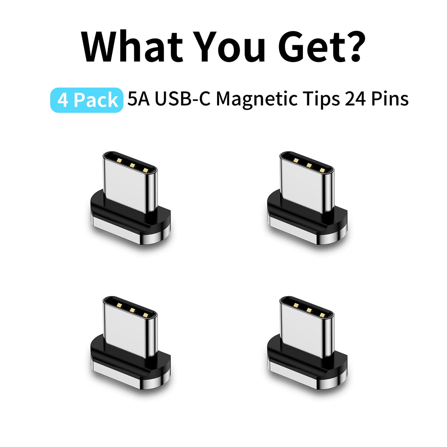 CNakdDG Magnetic Connector Tips Head for USB-C Android Devices (4 Pack), only Compatible 5A Magnetic Charging Cable or Magnetic Adapter