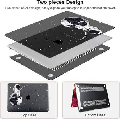 Compatible with MacBook Air 13 inch Case M1 A2337 A2179 A1932 Cover 2021 2020 2019 2018 Release with Retina Display & Touch ID, Crystal Black Pattern Plastic Hard Shell Case, Astronaut Earth