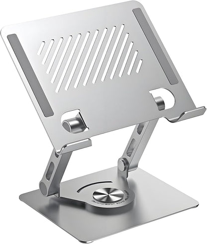 GuaziV 360° Rotating Tablet Stand - Adjustable iPad Tablet Holder for Desk, Foldable iPad Swivel Stand for Home & Office (Argent Silver)