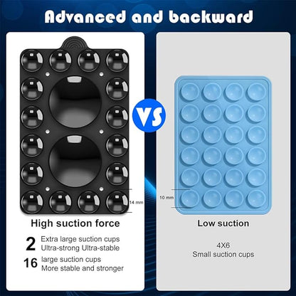 ZYCCER Double Sided Silicone Suction Phone Holder Mount,Compatible with iPhone and Android Cases Hands-Free Mirror Shower Phone Mount Strong Grip Holder (Black, Double Sided 2PCS)