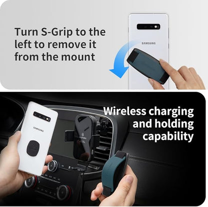 Sinjimoru Detachable Phone Grip Kickstand for Wireless Charging Compatible Phone Finger Holder for iPhone & Smartphones. Sinji Mount S-Grip Blue