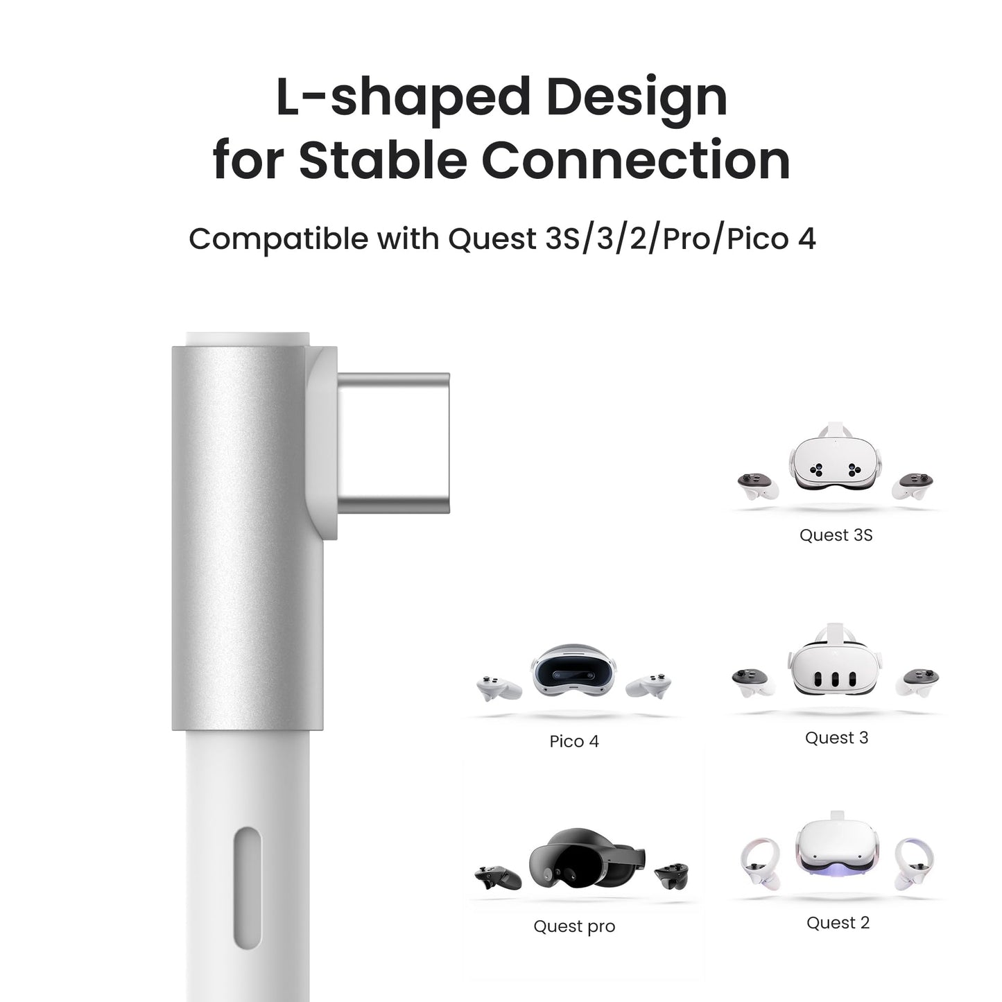 KIWI design Link Cable with Charging 16FT, USB 3.0 to USB C, White