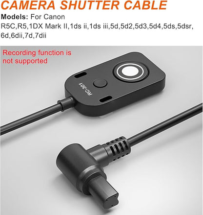 for Canon RS-80N3 Shutter Release Cable R5 R5C R5II 5DIV 5D3 5D2 6DII Remote Camera Small Shutter Release Control 11.8in/30cm Cable Remote Wired Button 1DX Mark II,1ds ii (RC301-N3 11.8in/30cm)