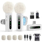GoorDik Wireless Lavalier Microphone for iPhone, Android, USB C, PC, Camera Video Recording 4 in 1 Clip-on Mics with Rotatable Clip&Denoise Recording, for Vlog Tiktok YouTube Podcast Content Creator