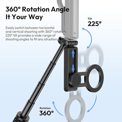 ULANZI JJ03 Magnetic Tripod for Phone with Remote Control, 3-in-1 Selfie Stick Handle Grip 360° Rotation Extendable Stand for iPhone Android Phones