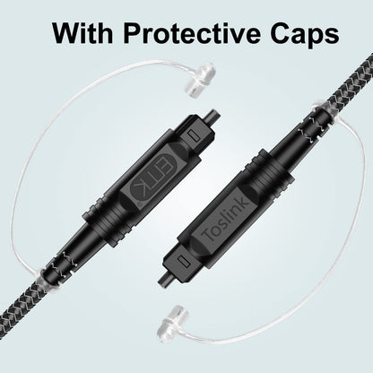 EMK Digital Optical Audio Cable [24 Feet/7.6M] - Slim Nylon Braided Toslink Fiber Optic Cable for Sound Bar, TV, Home Theater, PS4, Xbox, Blu-Ray Player & More - High-Speed SPDIF (Black1)