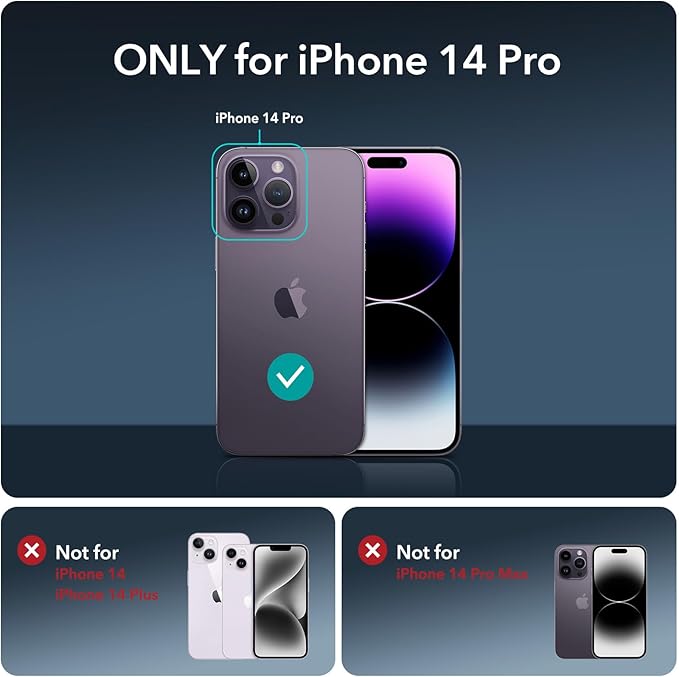 ESR for iPhone 14 Pro Screen Protector Set, 3 Tempered-Glass Screen Protectors and 1 Set of Camera Lens Protectors, Smooth Rounded Edges, Full-Coverage Military-Grade Protection, Scratch Resistant