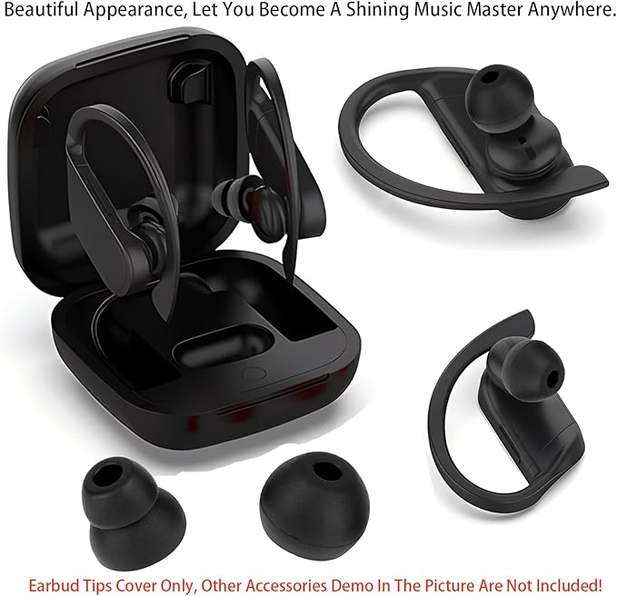 4 Pairs Earbud Tips Fit for Powerbeats Pro Ear Tips Beats Earbuds Replacement Tips Replacement Earbud Tips Earbud Replacement Tips Earbud Caps Headphone Earbud Tips Replacement Ear Pads Black