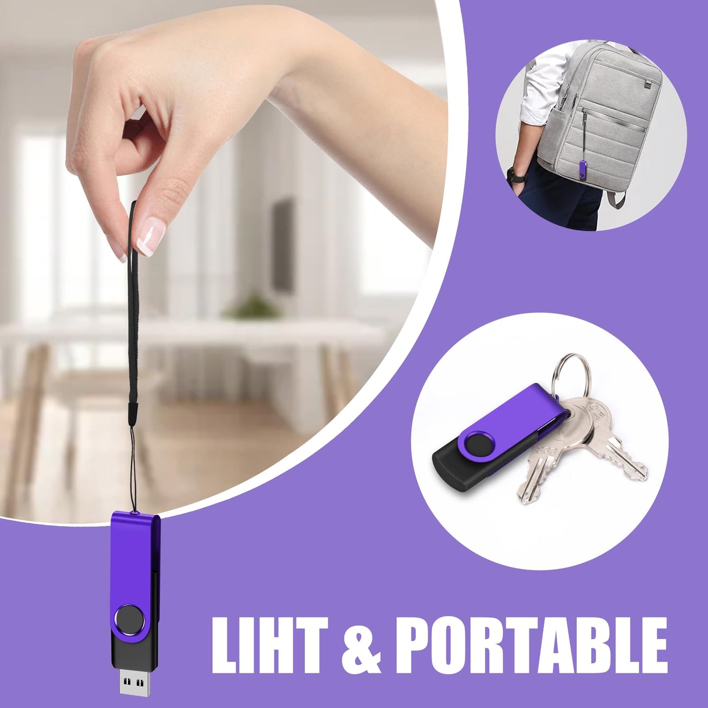 1GB 20-Pack USB Flash Drives Bulk EASTBULL USB 2.0 Thumb Drive,Purple