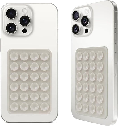 2PCS Silicone Suction Phone Case Mount, Non Slip Suction Cup, Hands-Free Phone Accessories Holder for Selfies and Videos, Silicone Adhesive Stand Sticky for Cell Phone Light Gray