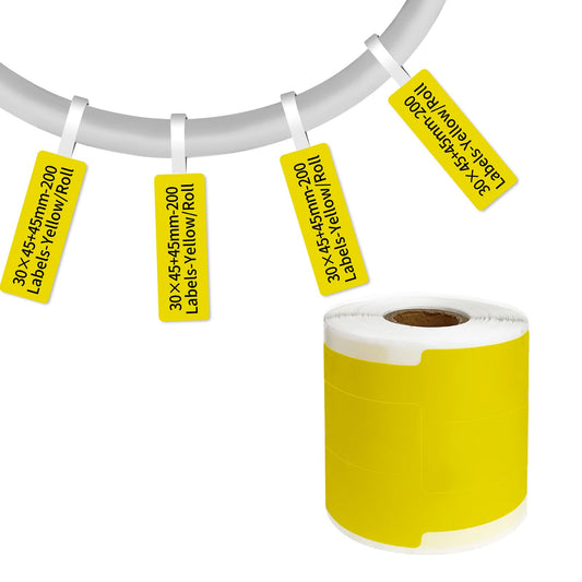 200 Pcs Cable Labels - Waterproof Wire Cord Label, Tear Resistant Wire Labels, Self Adhesive Cord Organizing Label, for Cable Management, Compatible with PUQU AQ20 Label Makers(Yellow) 30x90mm