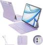 RAYMCRAFT for iPad Air 13-inch Case with Keyboard (M4/M3/M2, 2026/2025/2024) & iPad Pro 12.9 (6th/5th/4th/3rd) Magic Keyboard, 11-Color Backlight, Multi-Touch Trackpad with Safe Pencil Buckle, Purple