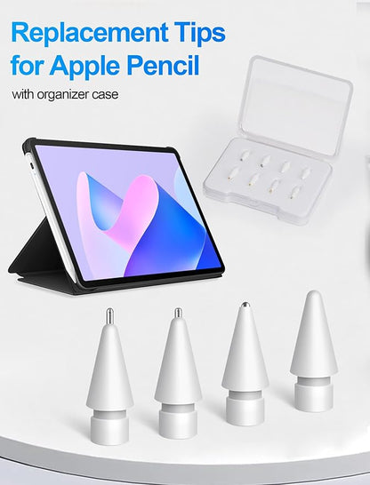 Replacement Tips for Apple Pencil Accessories - 4 Pack Mix Replacement Pencil Tips for Apple Pencil 2nd/ 1st Gen/USB-C/Pencil Pro