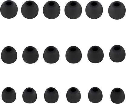 Earbud Tips Replacement Earbud Tips Ear Bud Replacement Pieces Silicone Soft and Comfortable Fit for Inner Hole from 3.8mm - 5.1mm Earphones 9 Pairs S/M/L Gray-Black