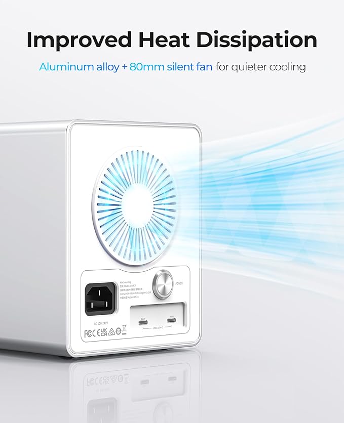 ORICO Daisy Chain 4 Bay Hard Drive Enclosure USB 3.2 Gen 2 Aluminum Das Enclosure USB C Expansion Max Up to 264TB for 3.5-inchs HDD -9948C3