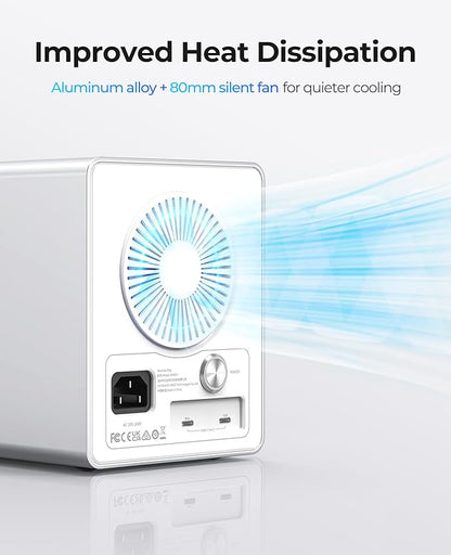 ORICO Daisy Chain 4 Bay Hard Drive Enclosure USB 3.2 Gen 2 Aluminum Das Enclosure USB C Expansion Max Up to 264TB for 3.5-inchs HDD -9948C3