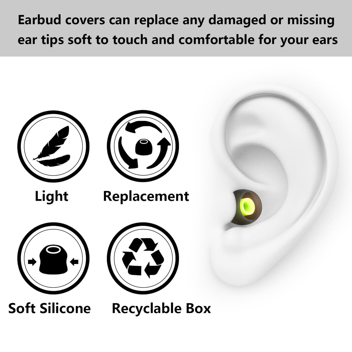 MMYQXI Replacement Earbud Tips Silicone Ear Tips Fit for in-Ear Headphones (Inner Hole 3.8mm -5.1mm) Earbud Replacement Tips 9 Pairs