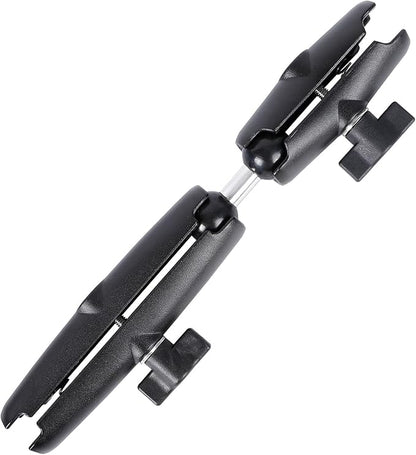 Dual Extension Double Socket Arm with 1" Double Ball Adapter Compatible with RAM B Size Mount and Other 1 inch Industry Standard Device, 360° Rotation Rod for Bike, Truck, Car (10.47" Length)