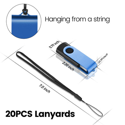 2GB 2.0 USB Flash Drive 20-Pack Thumb Drives Bulk with Lanyards