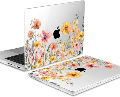 DONGKE for M4 MacBook Pro 16 Inch Case 2024 2023 2021 A3403 A3186 M3 A2991 M2 A2780 M1 A2485 Pro/Max Chip, Plastic Hard Shell Case & Keyboard Cover for Mac Pro 16 with Touch ID, Daisy Flowers