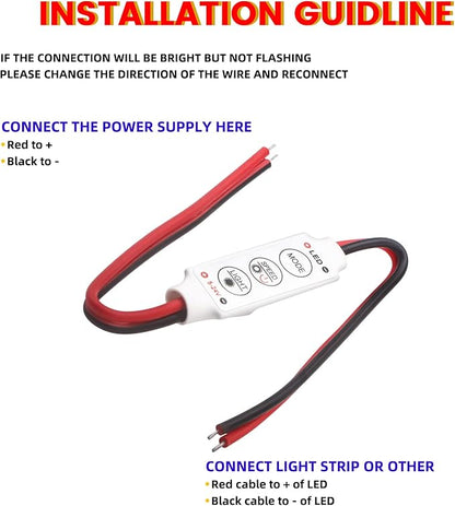 YM E-Bright LED Flash Strobe Controller for LED Strip Light Bulb Flasher Module Compatible with Car, Boat, Household DC 5V~24V Memory Function (Pack of 4)