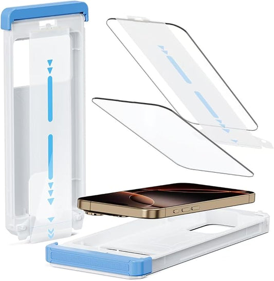 DDDDECADE Screen Protector for iPhone 16 Pro Max Military Grade Tempered Glass Auto-Alignment OneTouch Kit Cell Phone Accessories Bubble Free Case Friendly Auto Dust-Removal Easy Install [1 Pack]