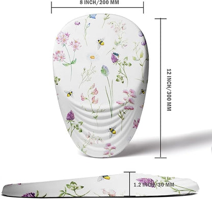 Floral Ergonomic Mouse Pad Wrist Support, Pretty Flowers Mouse Pad with Wrist Rest, Foam Massage Design & Non-Slip PU Base MousePads for Pain Relief, Desk, Office, Home