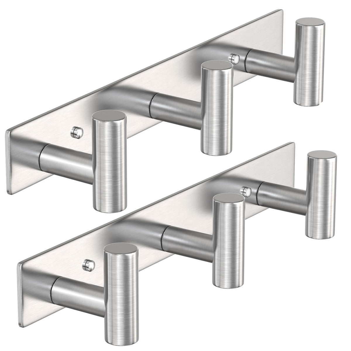 VAEHOLD Hat and Coat Wall Mount Rack - Hooks for Robes, Bags, Keys, and Towels - Bathroom Towel Hanger Organizer (White, “T“ Shape 3 Hooks 2 Pack)