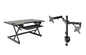 Rocelco 32" Height Adjustable Standing Desk Converter - Sit Stand Computer Workstation Riser - Dual Monitor Retractable Keyboard Tray Gas Spring Assist - Black (R EADRB2)