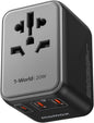 MOMAX Universal Travel Adapter, 20W+18W International Plug Adapter with 2 USB-A Quick Charging & 1 USB C PD Fast Charging,1 AC, All-in-one Wall Charger for USA EU UK AUS JP (Type C/A/G/I)