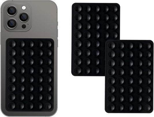 SHENGXIN 2 Pack Silicone Double-Sided Suction Grip – 40 Cups per Side, Strong Hold for iPhone, Galaxy, Pixel, Android – Hands-Free for Selfies & Videos (Black)