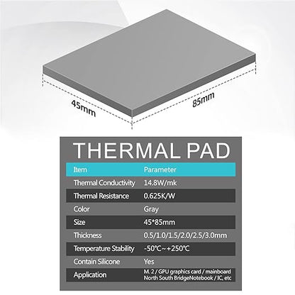 Maxtor Thermal Pad 14.8 W/mK, 85x45x3.0mm(3Pcs) Silicone Thermal Pads Non Conductive Heat-Sink Cooling Pad, Highly Efficient Heat Resistant Soft Pad for Laptop Heatsink/SSD/CPU/IC/LED Cooler
