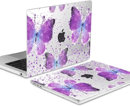 MEEgoodo Case for M4/M3/M2 MacBook Air 13.6 inch Case 2025 2024 2022, Fit Model A3240/A3113/A2681, Laptop Hard Shell with Keyboard Cover Compatible with MacBook Air 13 inch, Purple Butterfly