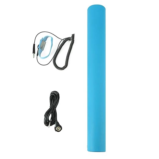 MWRF ESD Mat Kit with Wrist Strap and Grounding Cord (2 FT x 3 FT x 0.12 Inch, Blue)